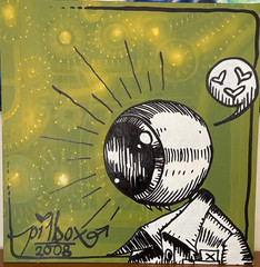 Pilbox Gabriel Combs Graffiti Outsider Art painting 24″x24″