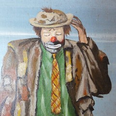 Jon Helland Painting 24×30 Clown Carpenter Blue Sky Rags READ DESCRIPTION OFFER