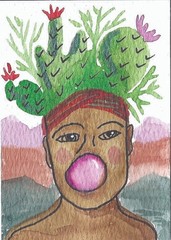 Original ACEO Watercolor 2.5 x 3.5, Signed, title: Desert Queen