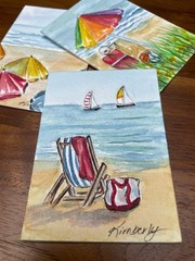 ACEO Original Beach Scene Watercolor by Kimberly Tyson