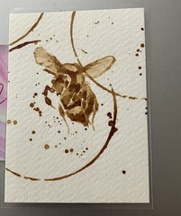 ORIGINAL Coffee Bumblebee Painting Miniature Realism Bee Art Insects Artwork