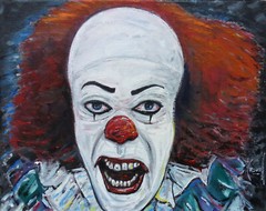 IT Pennywise clown TV show oil painting 8×10 canvas new original signed Crowell