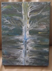 Abstract Acrylic Original Art Swipe/Tree 8-3/4 x 6-1/2 „REFLECTIONS“
