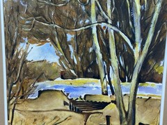 Arthur E. Haddock(1895-1980)“Upstairs, Calle Peña“ Watercolor Landscape Fine Art