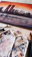 Cityscape Watercolor Painting New York City Landscape Original Art Gift Decor