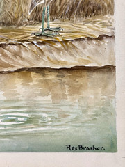 Rex Brasher Original Bird Art Painting – Great Blue Heron & Bittern, Signed