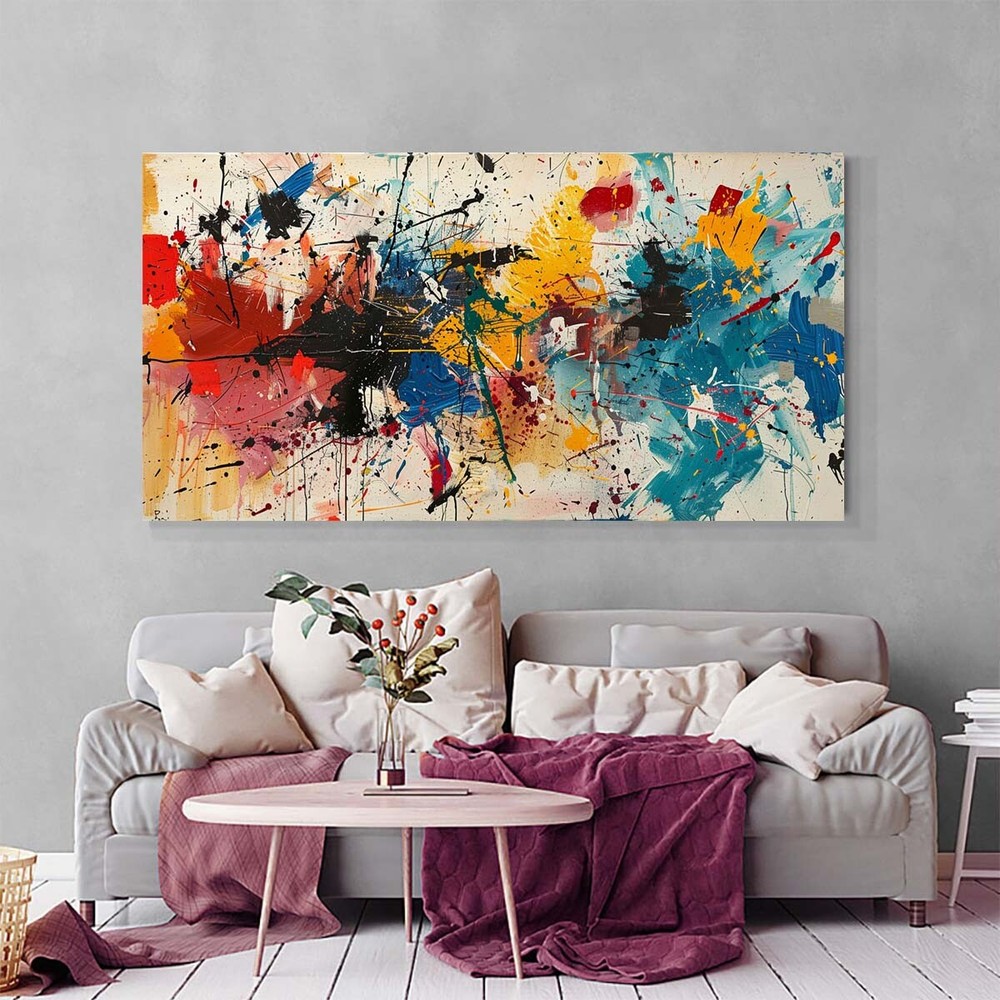 hand painted 1 piece abstract canvas art wall decor for living room red
