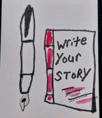 ACEO Art Card ATC Mixed Media 3.5X2.5 Write Your Story Painting Sign by GAT