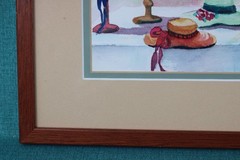 Vintage Collection Of Hats Watercolor Painting Signed J Savage Framed