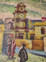 VINTAGE/ANTIQUE FRENCH IMPRESSIONIST WATERCOLOR“PEOPLE IN FIELD“ SIGNED UNFRAMED