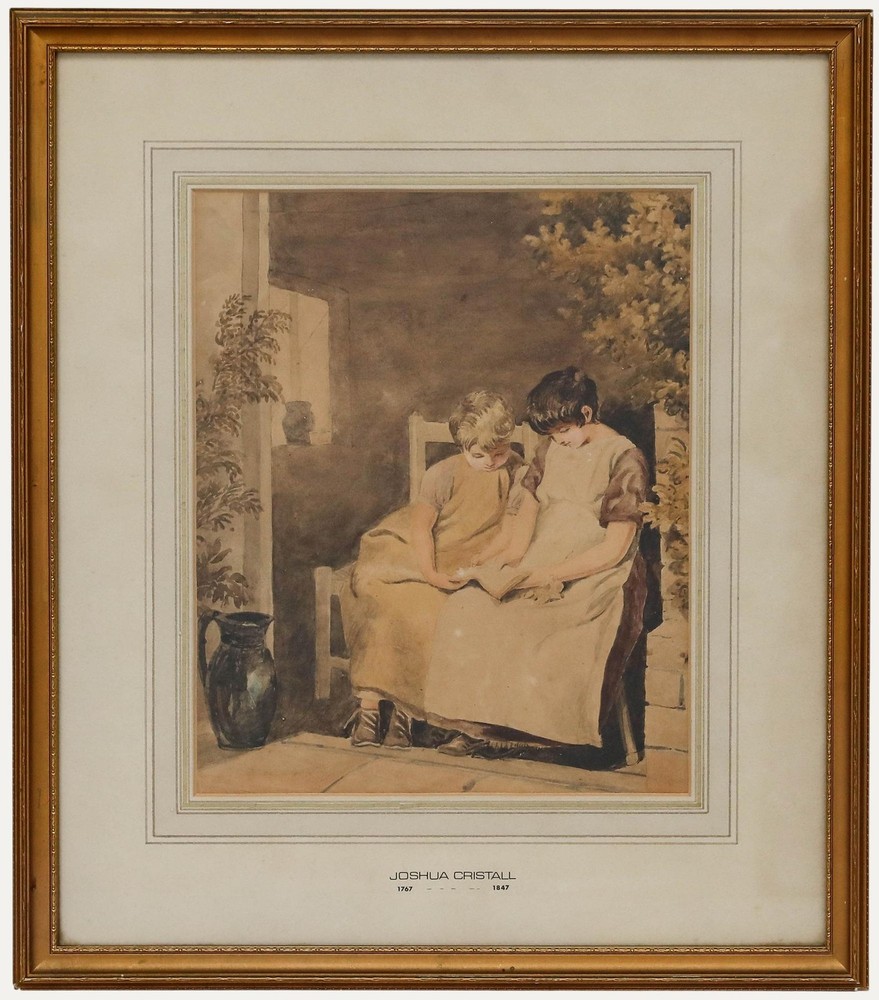 Joshua Cristall – 19th Century Watercolour, Children Reading