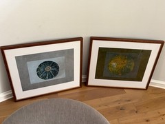 Pair of Contemporary Oil on Paper Gourd Still Life Paintings, Signed „GW“, 2006