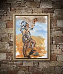 Native American Warrior Painting 11×14 Original Canvas Western Figurative Art