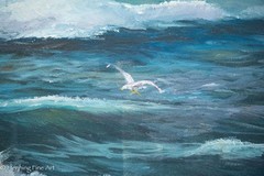 Vintage Impressionist Oil Painting of Rocky Seascape by R. McMahon 22.5×28.5″