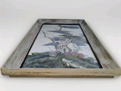 Mid-century Oil Painting Cypress Tree 8″x 16″ in Framed Panel Signed Schlegel
