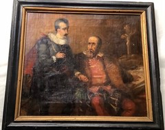 19TH CENTURY – PORTRAIT SPANISH CONQUISTADORS INCA EMPIRE – BAROQUE Oil PAINTING