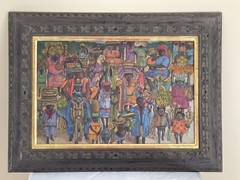 ALIX ROY Signed Oil Painting Market 1963 Haitian Artist