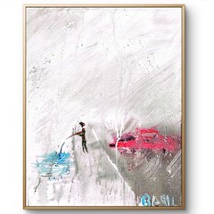 Catching Fish In The Rain Bold Color Modern Abstract Art Original Canvas 11×14