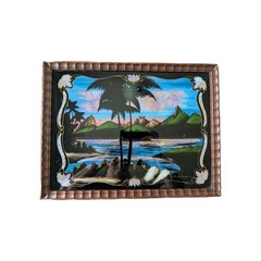 Brazilian Butterfly Wing Reverse Painting Signed Rio de Janeiro