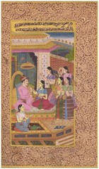 Mughal Miniature Painting Of Emperor & Empress Enjoying Music 7×11.5 Inches