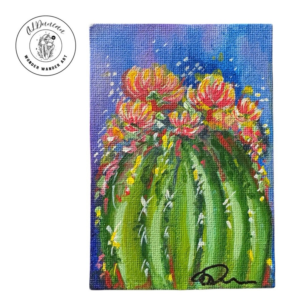 Magnet, Original Art, Hand-painted, Cactus Acrylic Painting, 3 Inch X 4 1/2 Inch