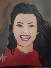 Contemporary Smiling Woman Acrylics 9×12 Canvas Paper