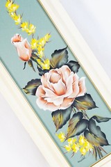 Murial, Two Rose Flowers Original Paintings Signed Muriel Framed Artworks