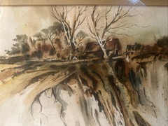 ORIGINAL MCM LORRAINE FIEGE ABSTRACT IMPRESSIONIST LANDSCAPE WATERCOLOR SIGNED