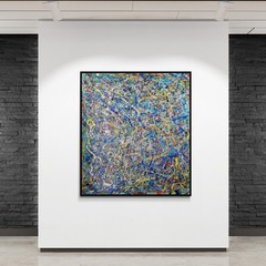 One-of-a-Kind Pollock Style Multicolor Abstract Canvas – 39×35 in