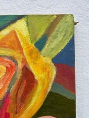 Oil Painting Abstract Figure Composition Modern Danish Midcentury 65x47cm