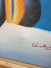 Oil painting Seated Bather on the Beach after Pablo Picasso, Signed by Córdoba