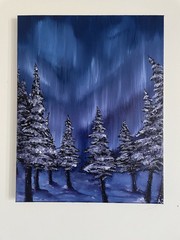 Original Oil Painting Northern Lights/Aurora Borealis Wall Art Decor 11/14
