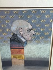 Luis Eades Roberto Rey Signed Casein Painting Modernist Portrait 1990 Framed Art