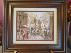 Vintage Original Boris Chezar Oil and Sand Painting 10″X8″ Signed And Framed