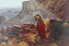 Vintage 1984 Ralph Wall Far-Seeing Glass Native American Western Painting Framed