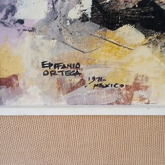 Vintage MCM Epifanio Ortega Oil On Canvas Painting Abstract Bullfighting Scene!