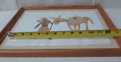 Banana Leaf Collage Folk Art Painting Farmer & Donkey Jamaica Framed Original