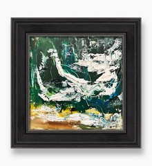 Iceland Reynisfjara Storm Wave Framed Art Textured Abstract Moody Ocean Painting