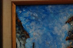 FRAMED ORIGINAL OIL VIEW OF COLONIAL SANTIAGO, ORIENTE, CUBA ARTIST: HECTO VIDAL