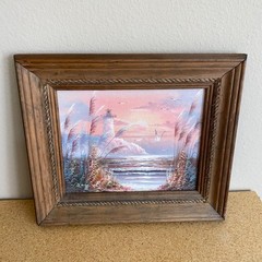 VTG Original Oil Painting On Board Sea Landscape Lighthouse Nautical Signed
