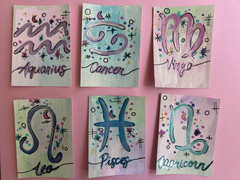 Aceo Original Painting Taurus Zodiac Star Sign Illustration Witchy