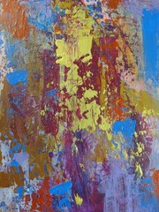 small gold blue magenta abstract original acrylic canvas board