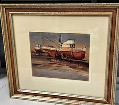 R.A Ritchie Allen Benson Original Watercolor Painting ‚Pescador“ Fishing Boat