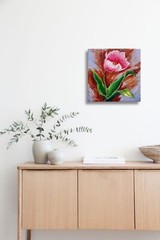 Tulip Flower Oil Painting 13x13cm Abstract Original Painting on Canvas