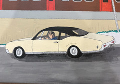 Don Hammontree Original Painting Signed 2020 12×16 Acrylic Vintage Car Cityscape