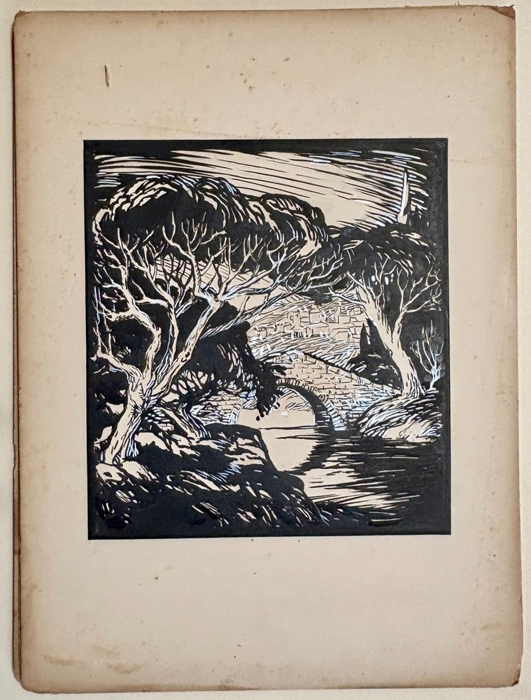 Vintage Gouache & Ink Painting Unsigned In The Style Of Birger Sandzén Landscape