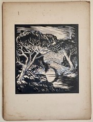 Vintage Gouache & Ink Painting Unsigned In The Style Of Birger Sandzén Landscape