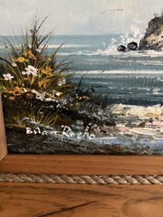 Signed Nautical Oil Paintings Lot of 2 Lighthouse & Sailor Framed Folk Art