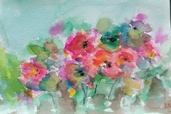 Original Watercolor Painting Floral Landscape Nature Outdoors Flowers Tranquil