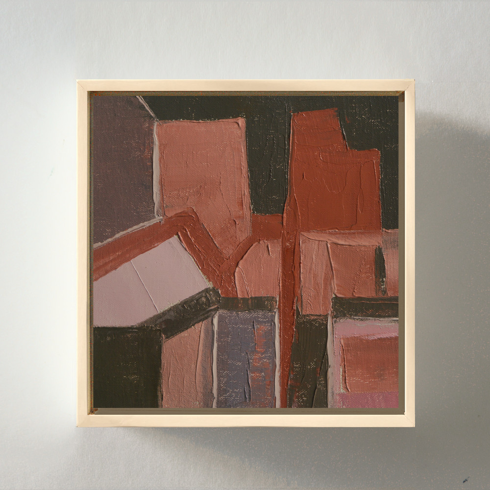 Mid-Century Modern Abstract Expressionist Oil Painting, Textured Framed Wall Art